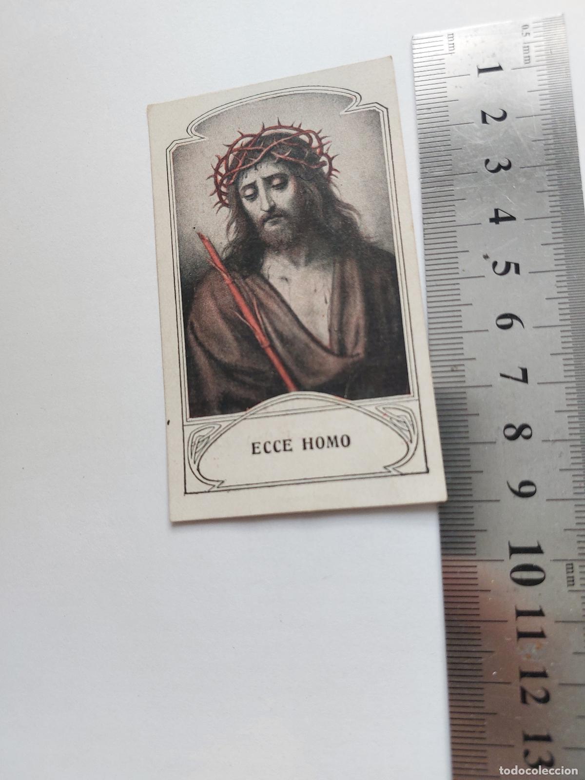 Postales: Estampa con imagen de Ecce Homo y texto religioso