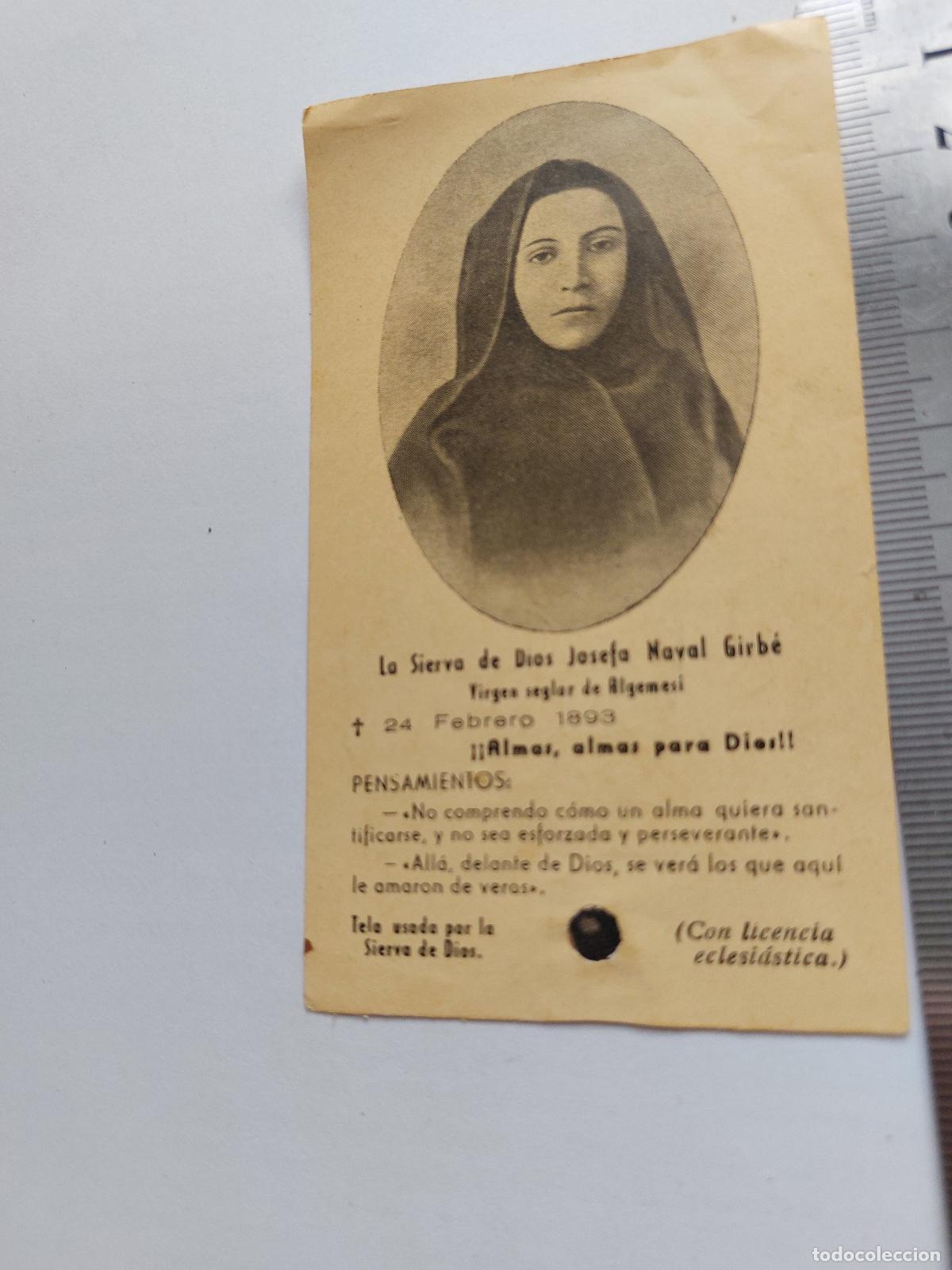 Postales: Estampa religiosa de la Sierva de Dios Josefa Naval Girbe