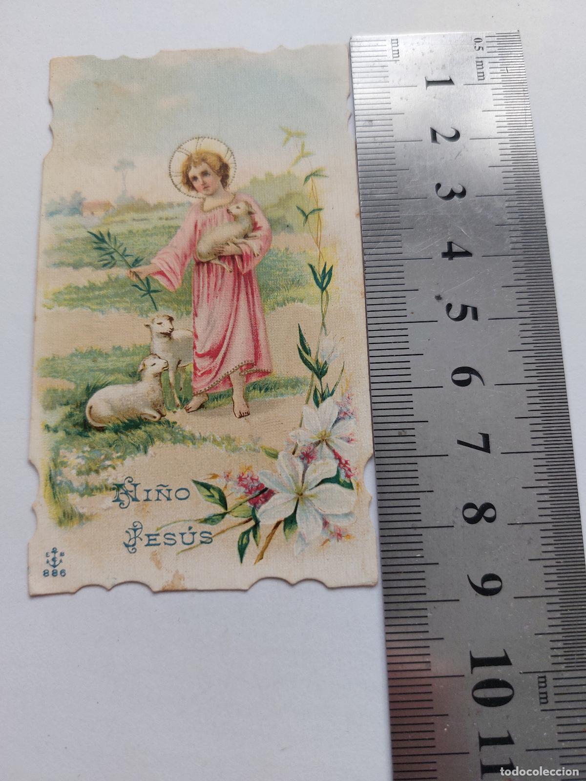 Postales: Estampa religiosa del Ni&ntilde;o Jes&uacute;s con corderos
