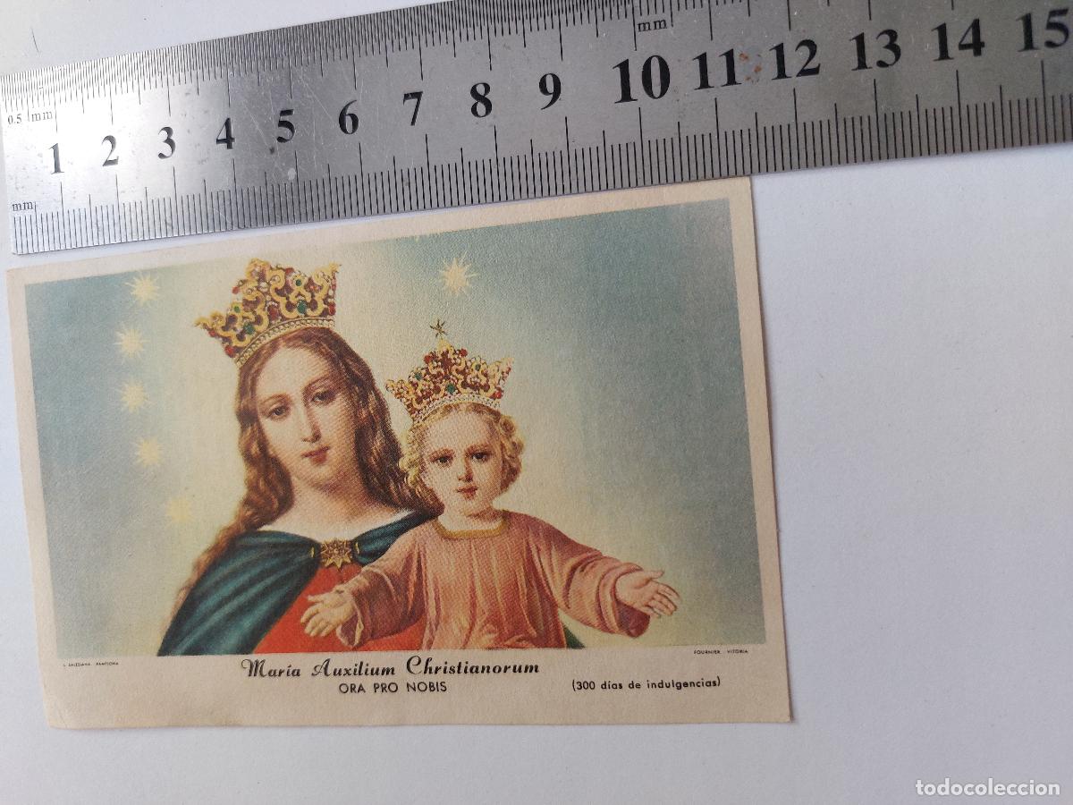 Postales: Estampa de Mar&iacute;a Auxiliadora con Historia del &Aacute;ngelus