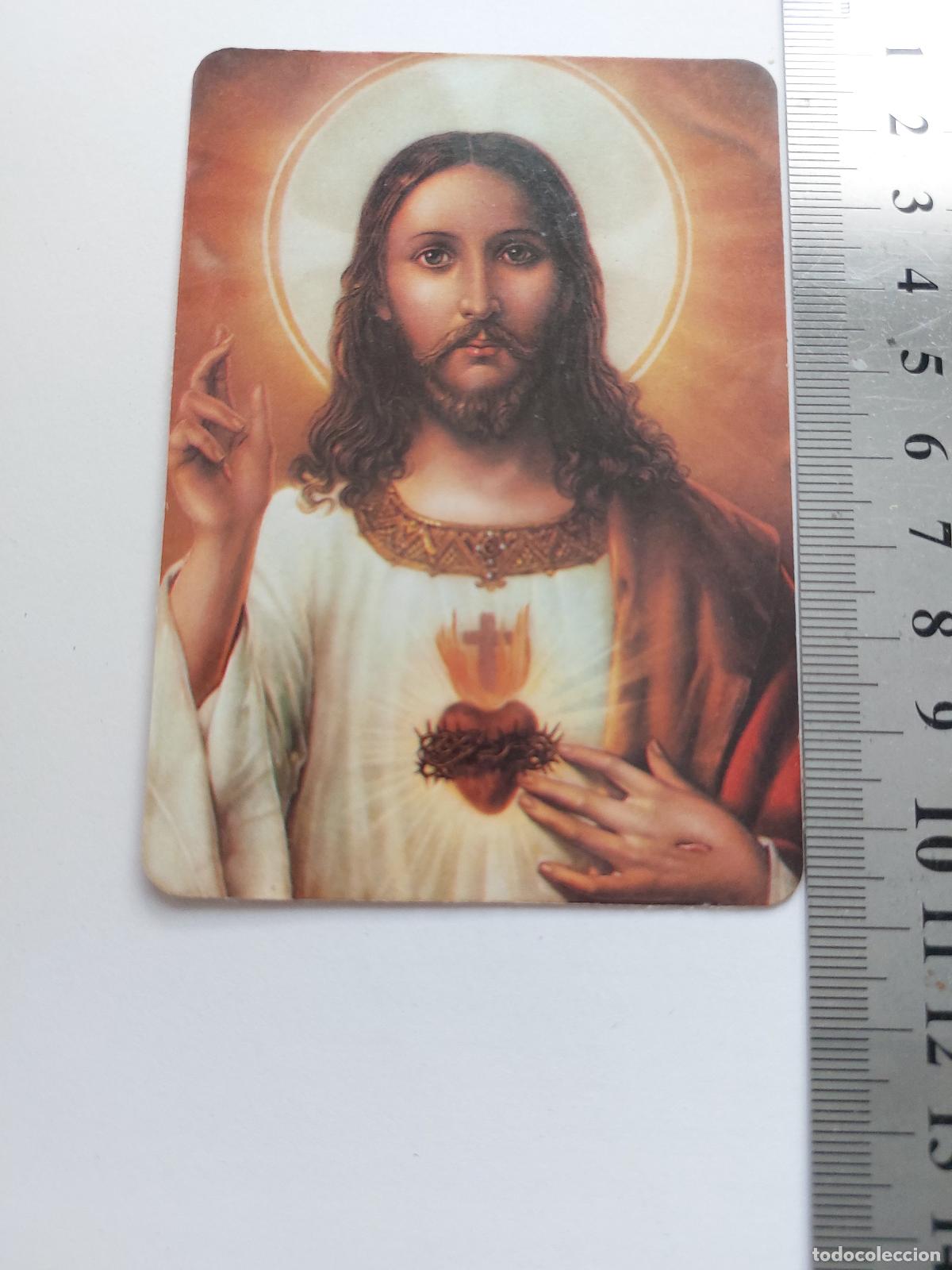Postales: Estampa publicitaria del Sagrado Coraz&oacute;n de Jes&uacute;s con calendario de Valencia