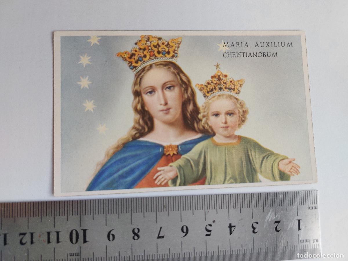 Postales: Estampa religiosa de Mar&iacute;a Auxilium Christianorum con ni&ntilde;o Jes&uacute;s
