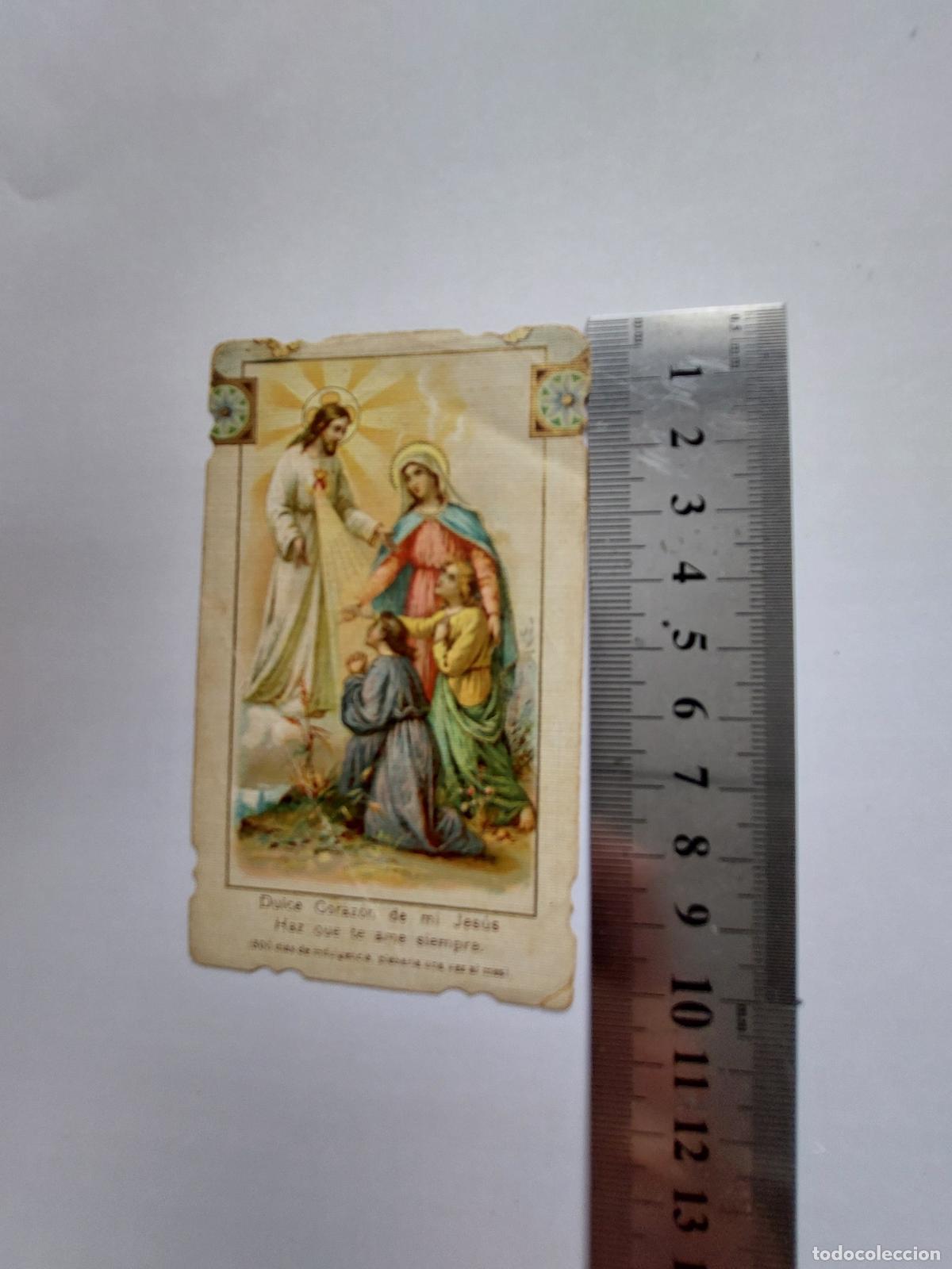 Postales: Estampa antigua de arte religioso con el Sagrado Coraz&oacute;n de Jes&uacute;s