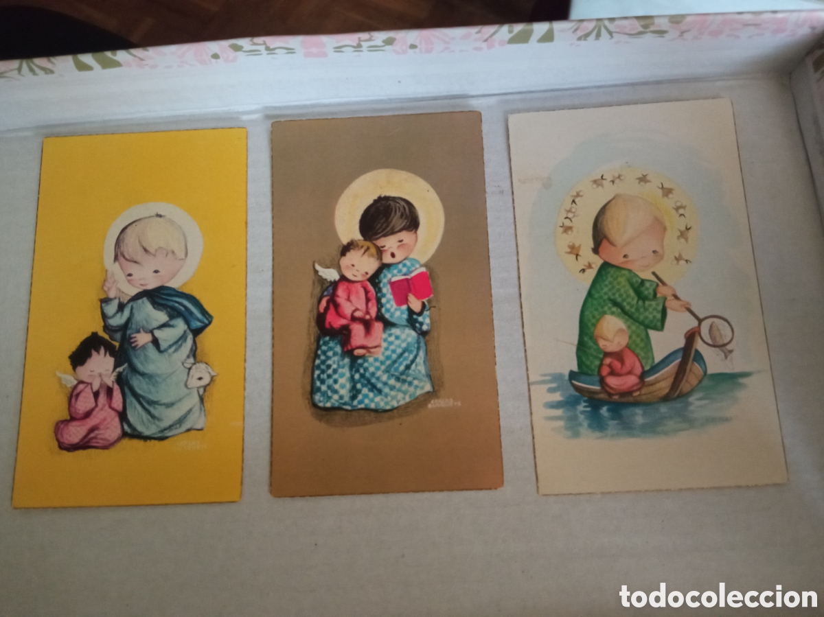 Postales: 3 recordatorios de primera comuni&oacute;n de 1959, Colegio de la Reuni&oacute;n al Sagrado Coraz&oacute;n de Jes&uacute;s, Madr