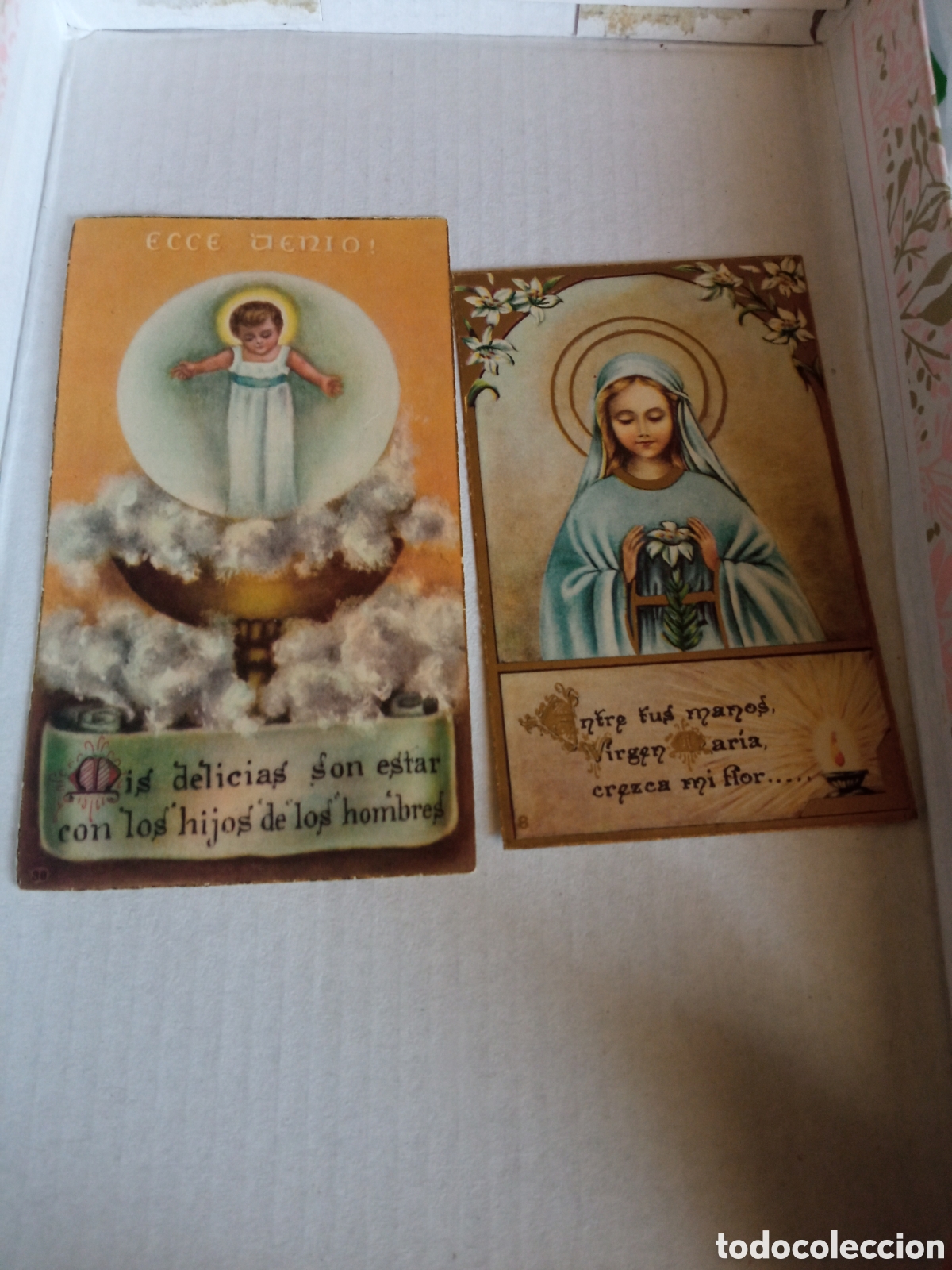 Postales: 2 antiguos recordatorios de primera comuni&oacute;n de 1949, Iglesia de Nuestra Se&ntilde;ora del Carmen, C&aacute;diz