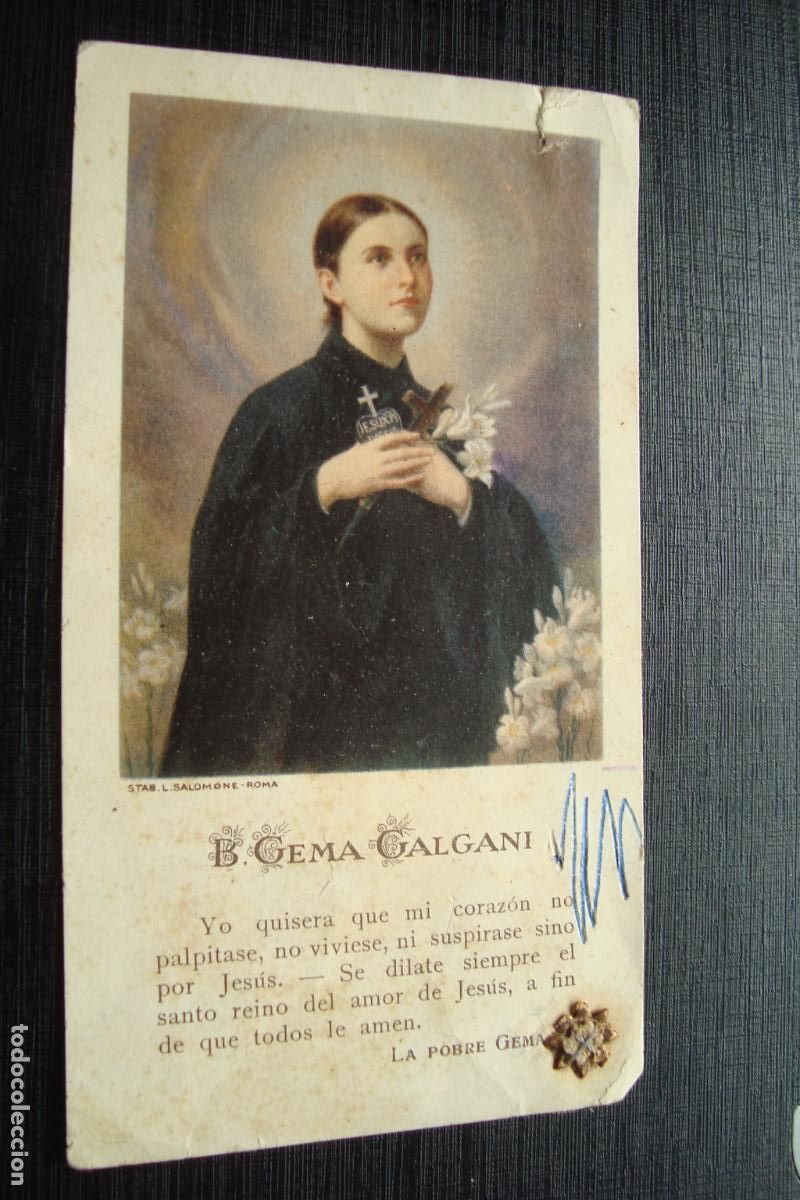 Postales: ANTIGUA ESTAMPA RELIGIOSA RELIQUIA ORACION B. GEMA GALGANI.