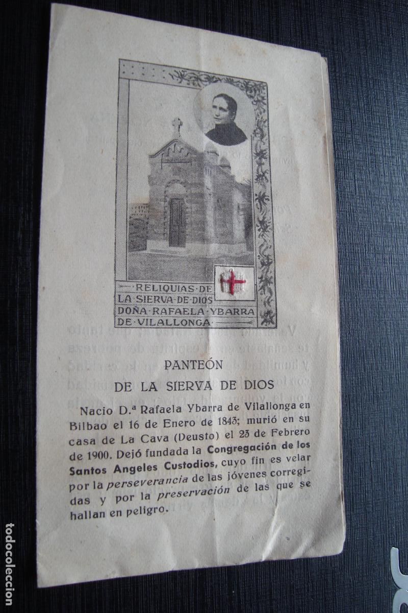 Postales: ANTIGUA ESTAMPA RELIGIOSA RELIQUIA SIERVA RAFAELA YBARRA DE VILALLONGA.