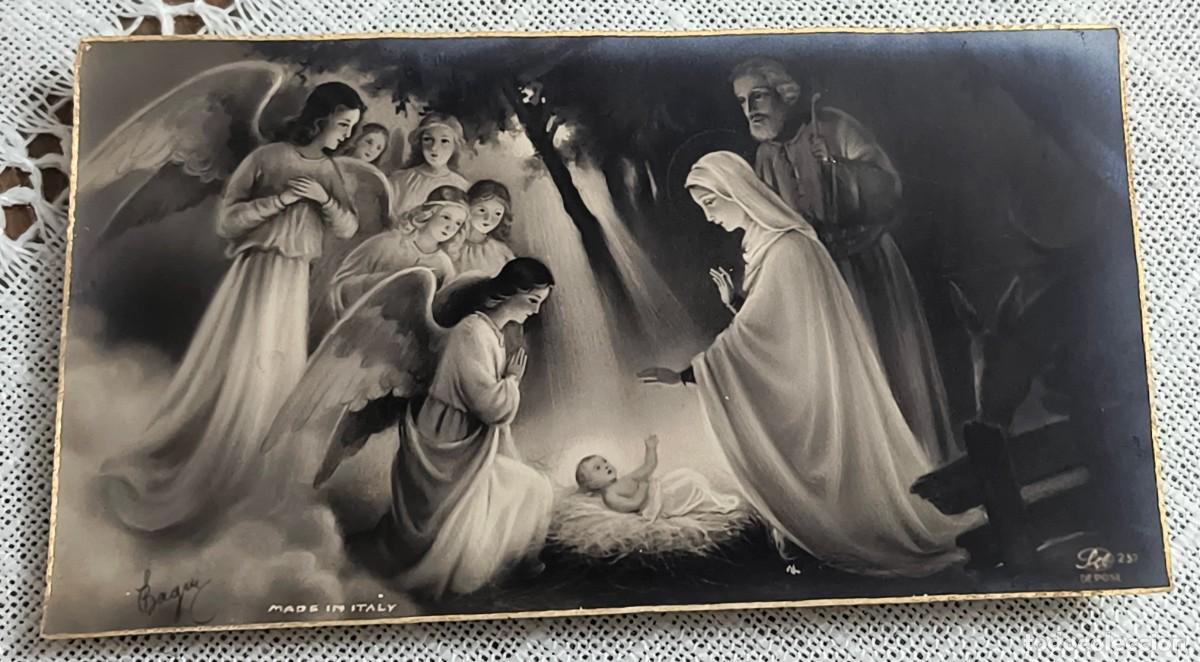 Postales: ESTAMPA | LA VIRGEN, SAN JOS&Eacute; Y EL NI&Ntilde;O CON &Aacute;NGELES