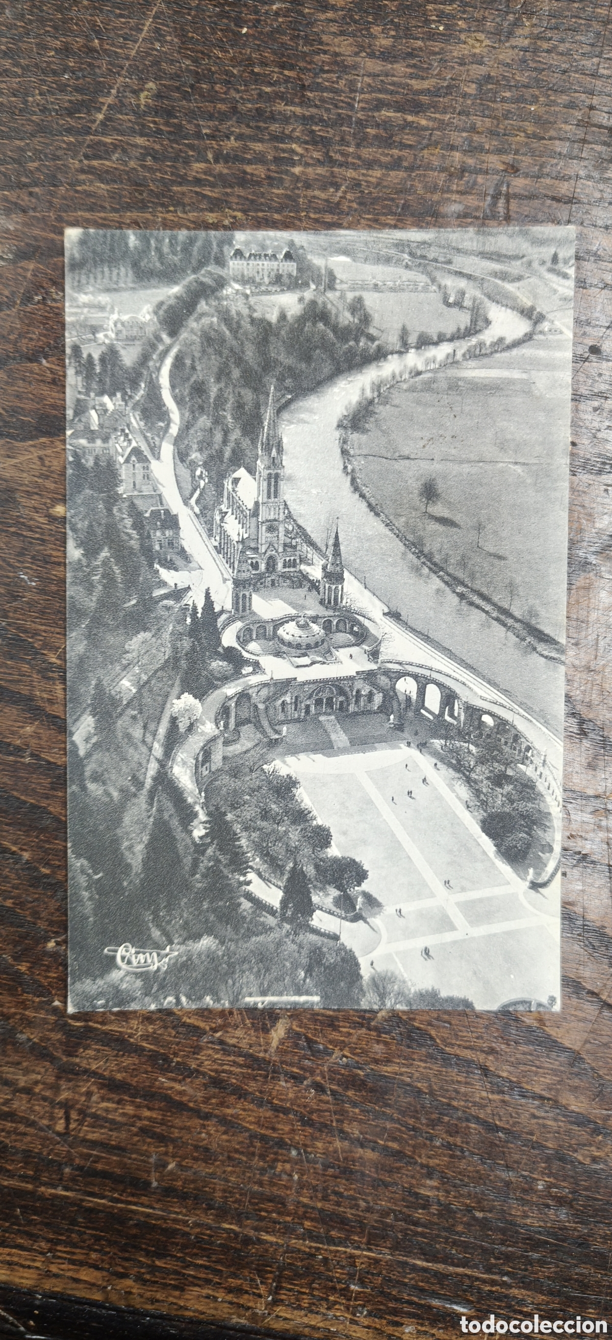 Postales: Postal Lourdes (Francia) - Vista A&eacute;rea - Ed. Combier M&acirc;con - Circulada desde Espa&ntilde;a 1954 (Sello Fran