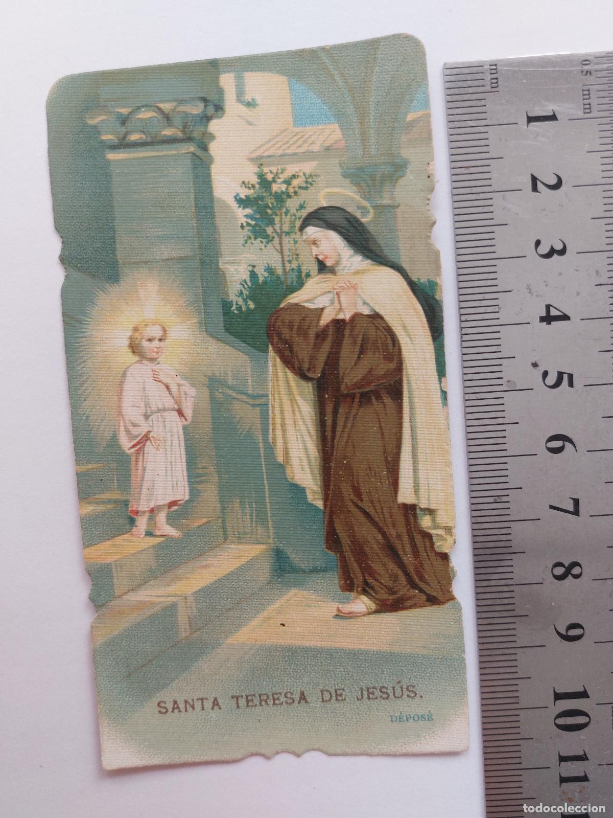 Postales: Estampa de Santa Teresa de Jes&uacute;s con el Ni&ntilde;o Jes&uacute;s