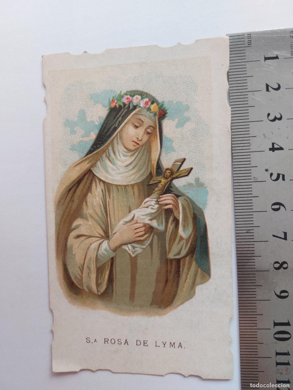 Postales: Estampa religiosa de Santa Rosa de Lima, estampa devocional antigua