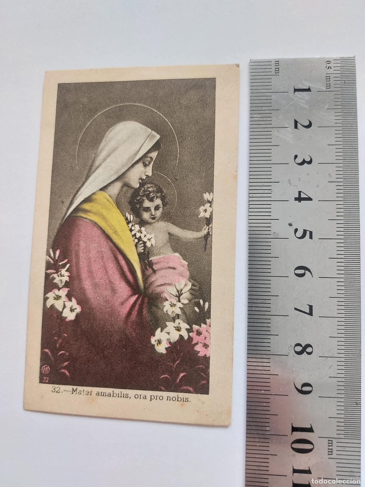 Cartoline: Estampa religiosa de la Virgen Mar&iacute;a con el Ni&ntilde;o Jes&uacute;s Mater Amabilis