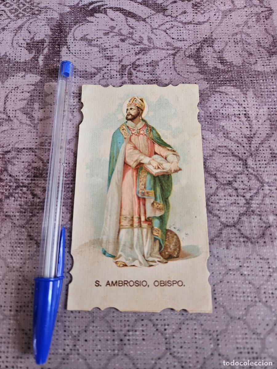 Cartoline: Antigua Estampa Religiosa Cromolitogr&aacute;fica De S. Ambrosio Obispo- San Ambrosio De Mil&aacute;n.