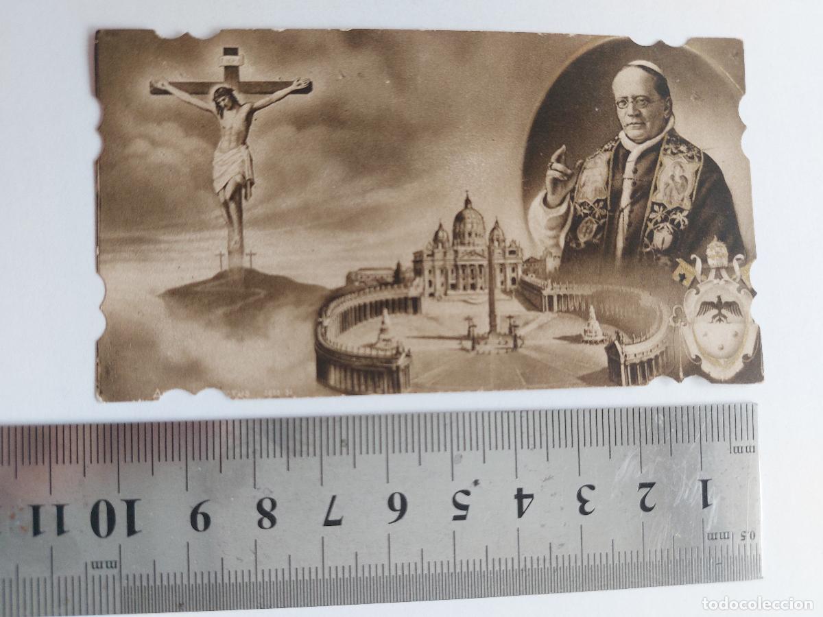 Postales: Estampa del Papa P&iacute;o XII en el Vaticano con Bas&iacute;lica de San Pedro