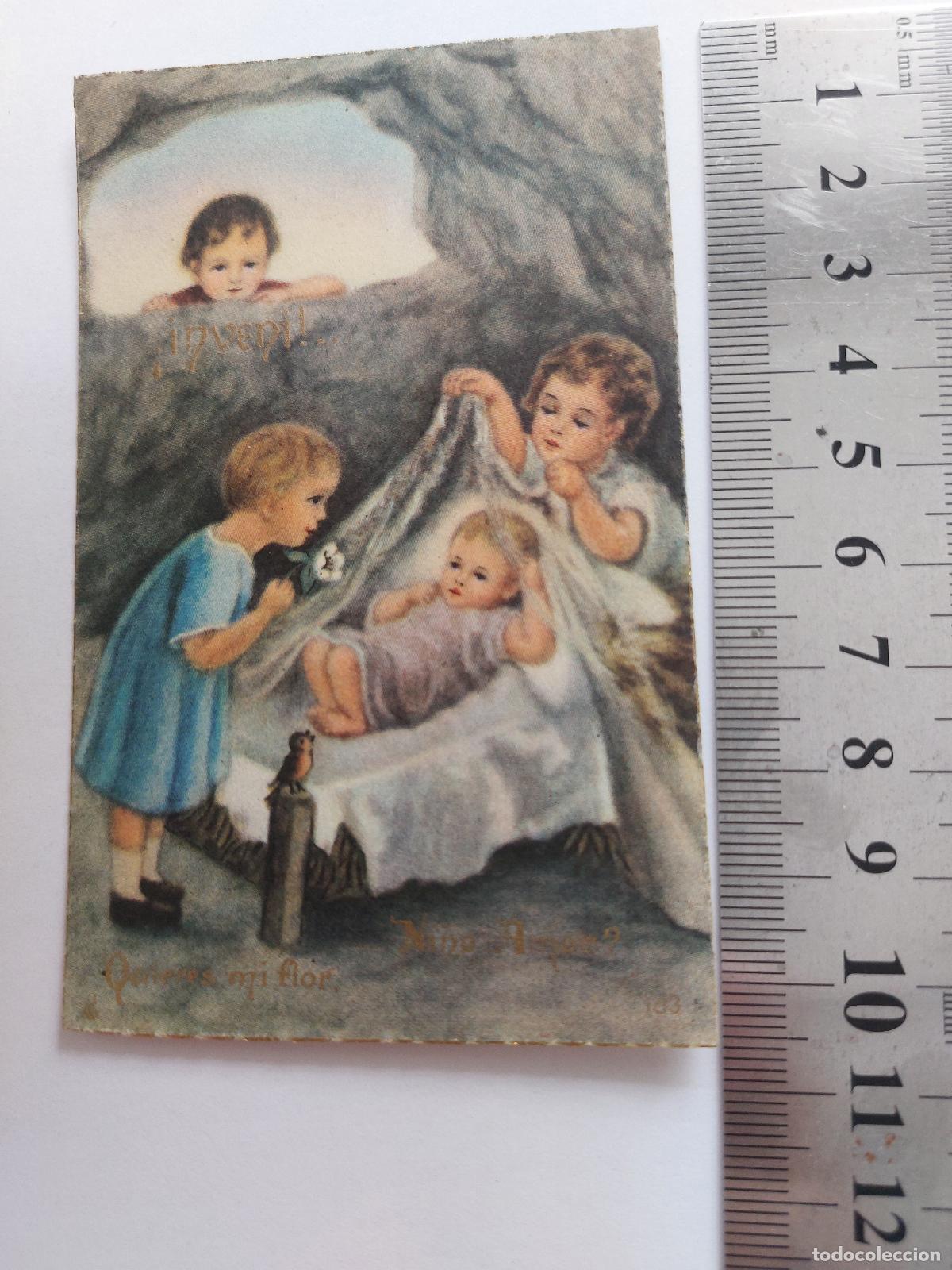 Postales: Estampa con ilustraci&oacute;n art&iacute;stica de ni&ntilde;os y motivos religiosos