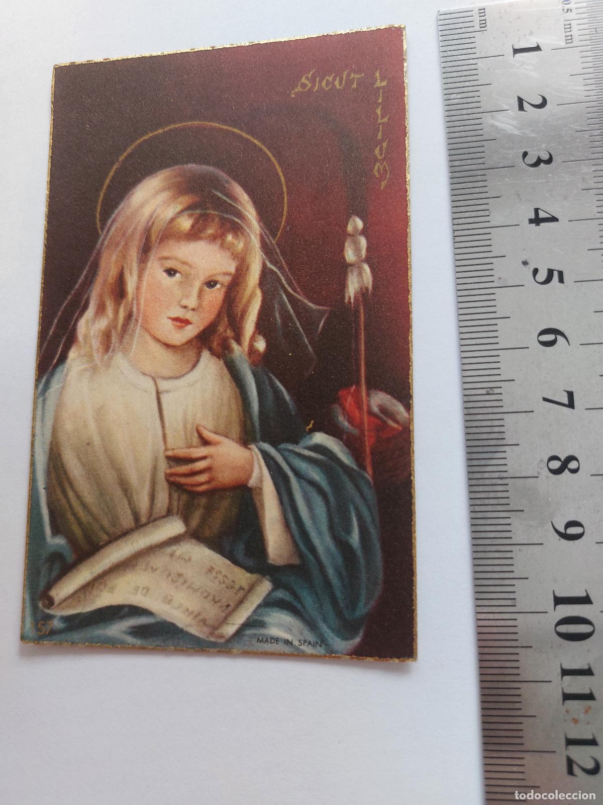 Postales: Estampa religiosa con imagen de la Virgen Mar&iacute;a Sicut Lilium