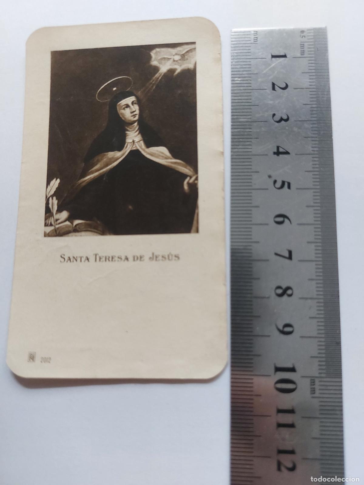 Postales: Estampa de Santa Teresa de Jes&uacute;s con Oraci&oacute;n en Catal&aacute;n