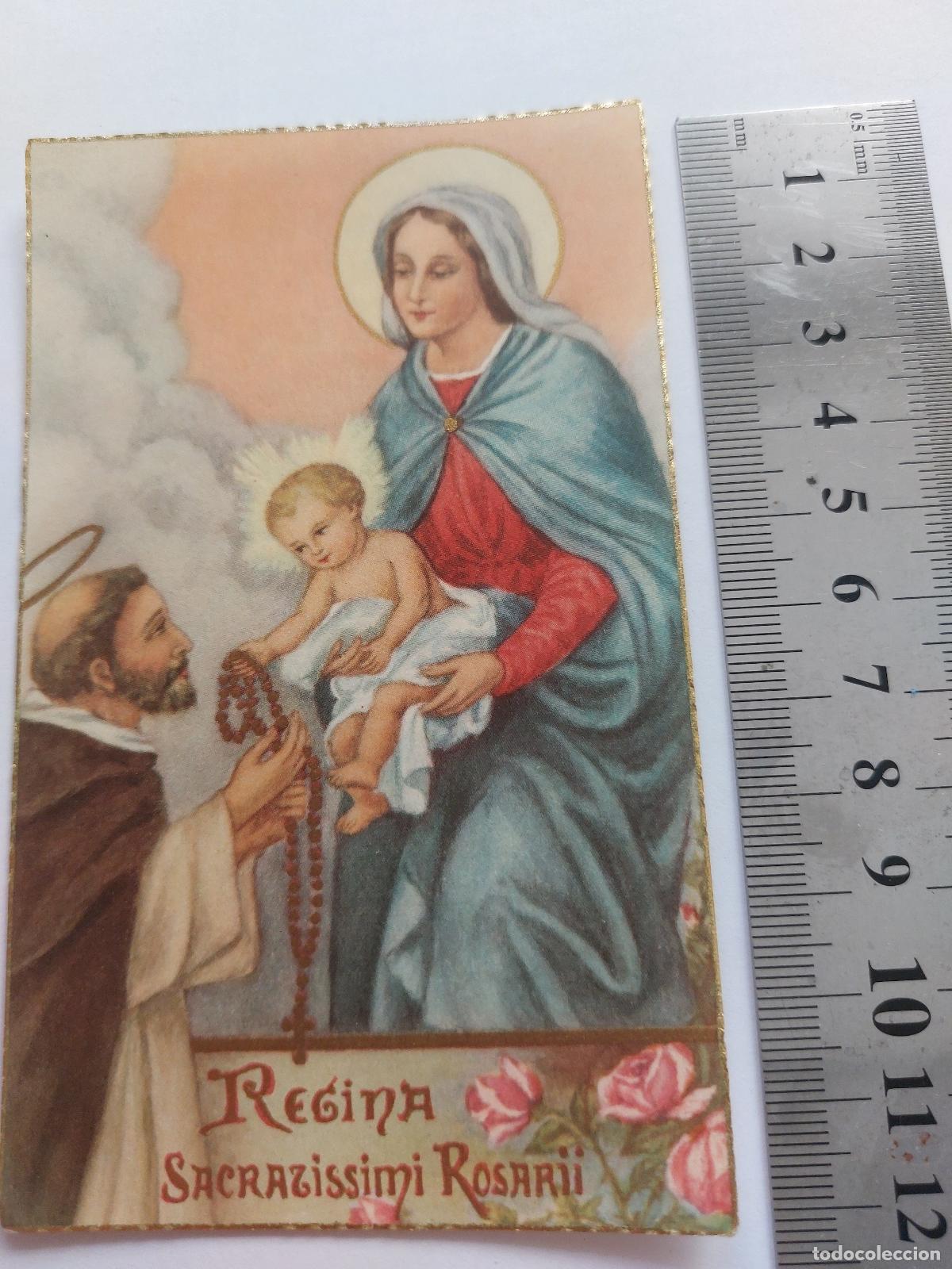 Postales: Estampa religiosa: Virgen del Regina con el Ni&ntilde;o y Santo Domingo