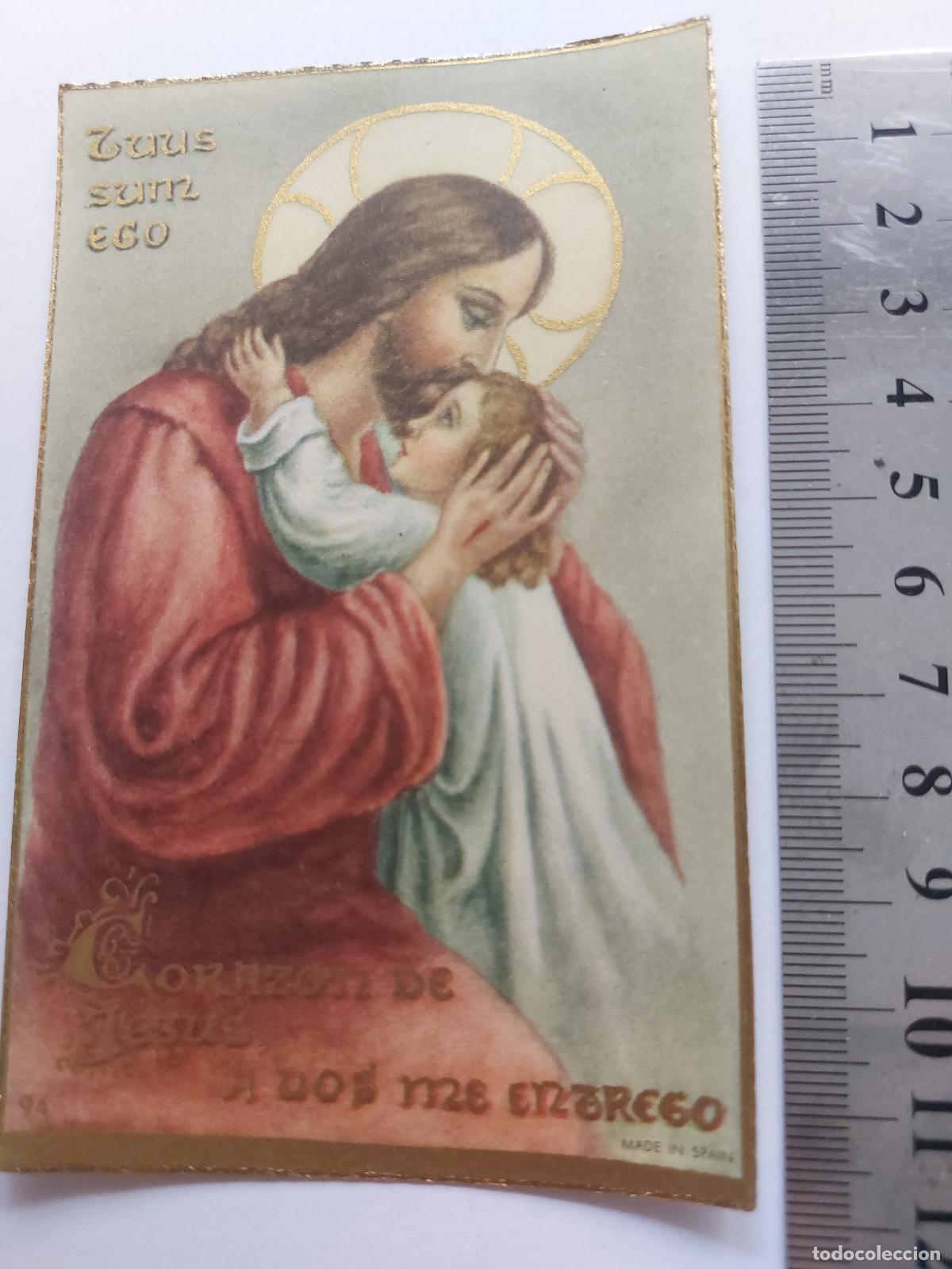 Postales: Estampa con imagen religiosa del Coraz&oacute;n de Jes&uacute;s y ni&ntilde;o