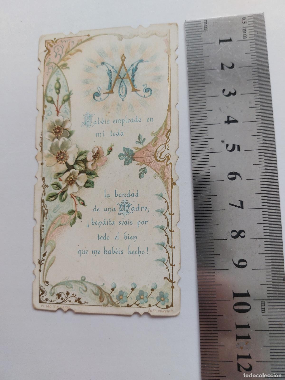 Postales: Estampa religiosa dedicada a la madre con ornamentaci&oacute;n floral