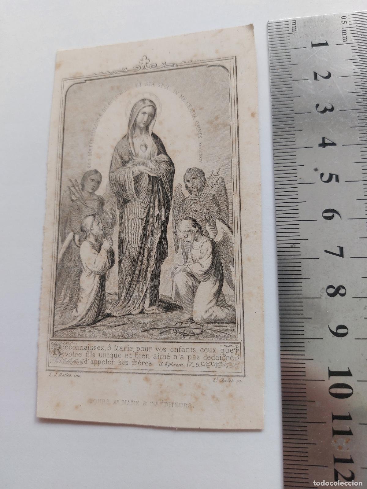 Postales: Estampa religiosa con la imagen de la Virgen Mar&iacute;a y &aacute;ngeles en Tours