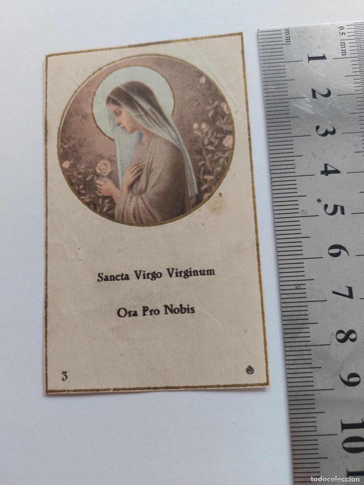 Postcards: Estampa religiosa con imagen de la Virgen Mar&iacute;a y oraci&oacute;n en catal&aacute;n