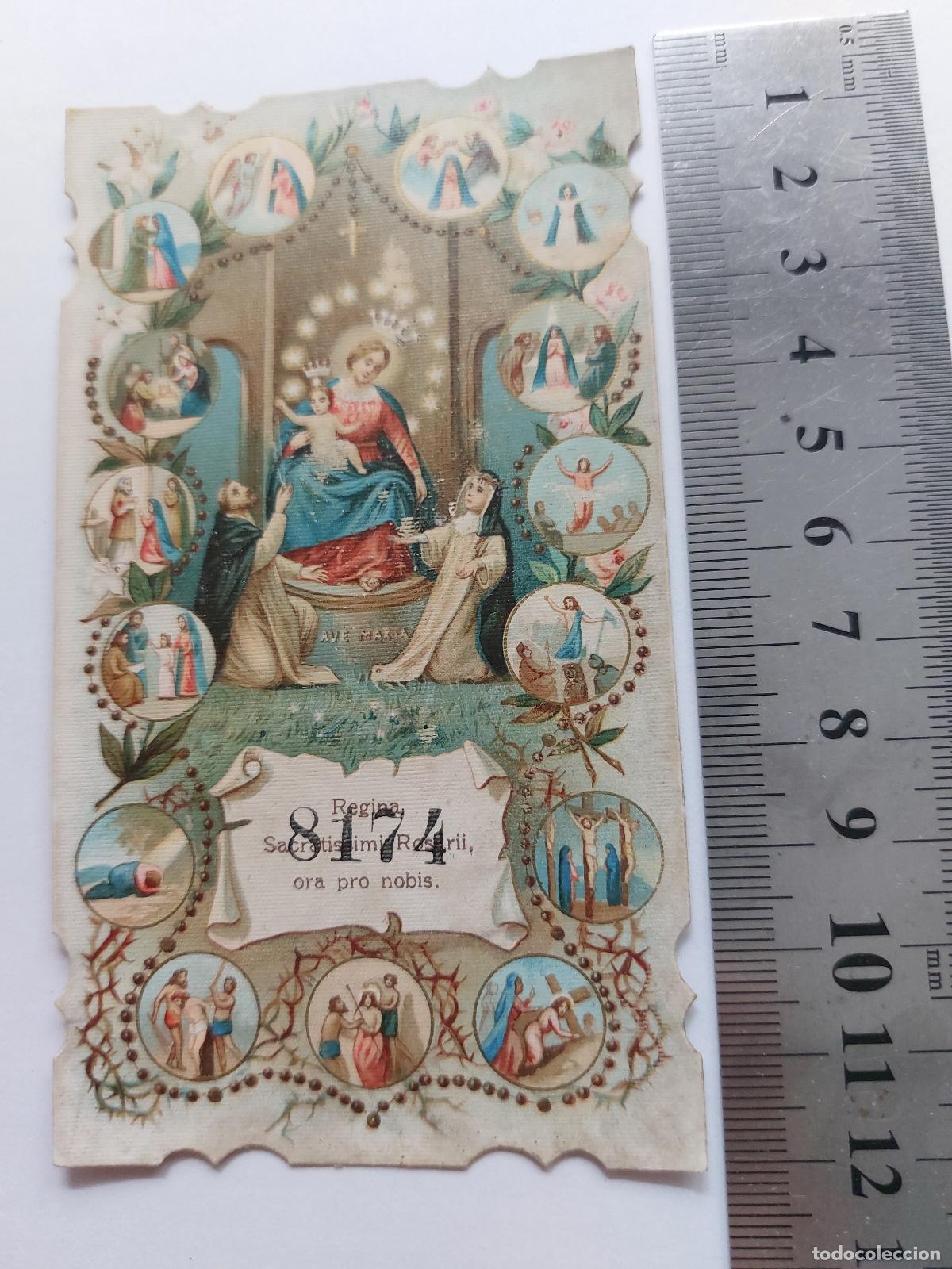 Postcards: Estampa con imagen religiosa de la Virgen del Rosario