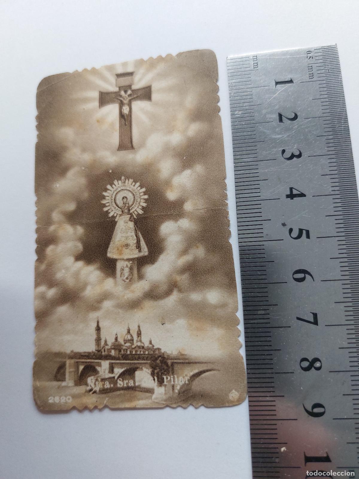 Postcards: Estampa de la Virgen del Pilar con Himno de Fe