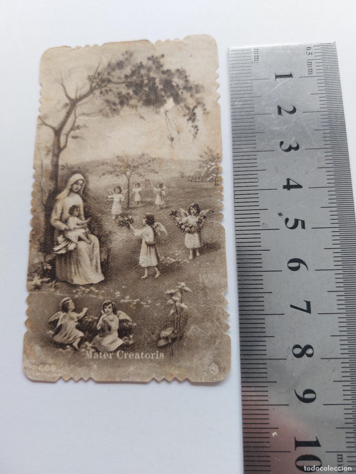 Postcards: Estampa devocional Mater Creatoris con oraci&oacute;n en el reverso