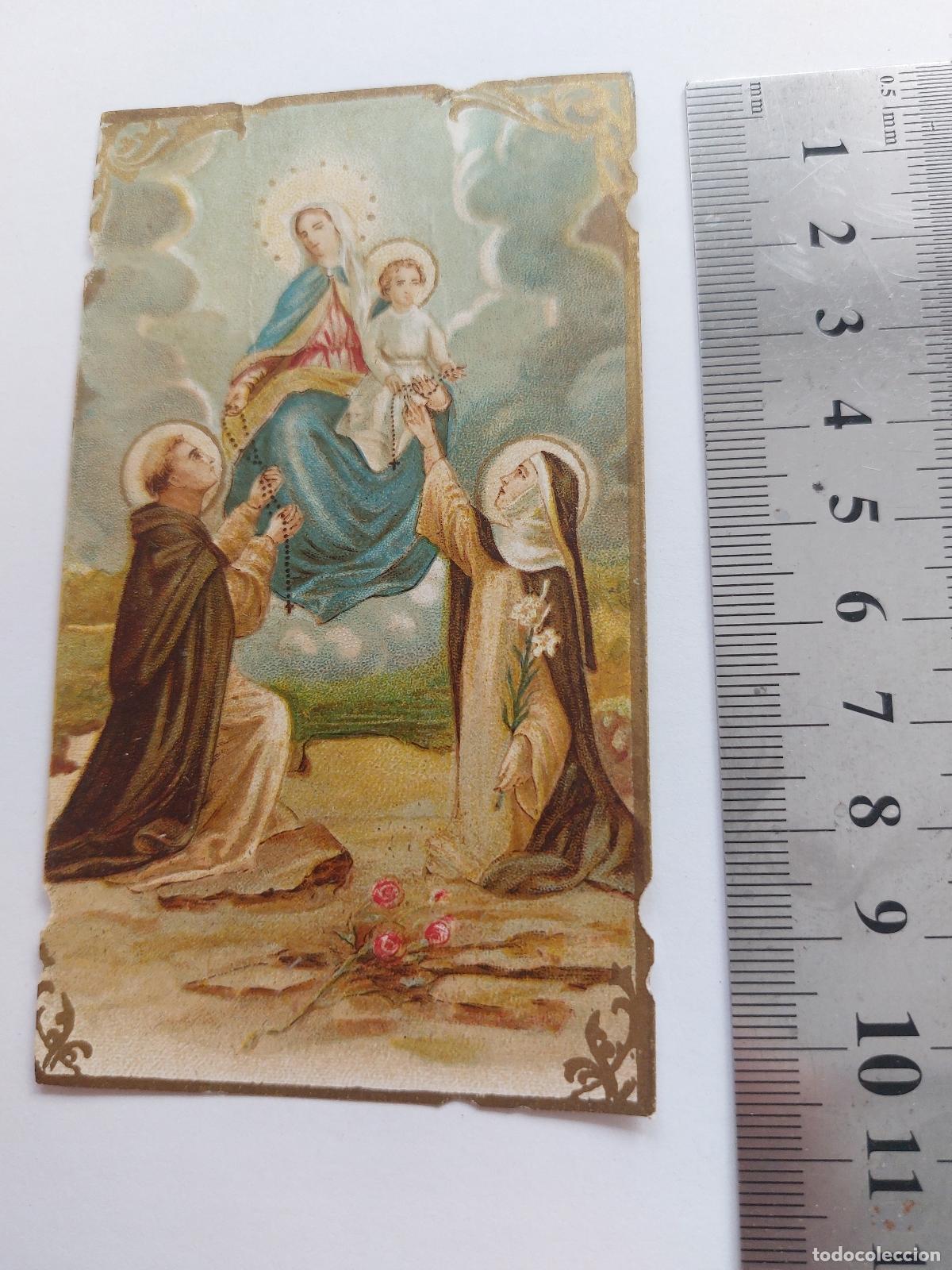 Postcards: Estampa con ilustraci&oacute;n religiosa de la Virgen Mar&iacute;a y Santos