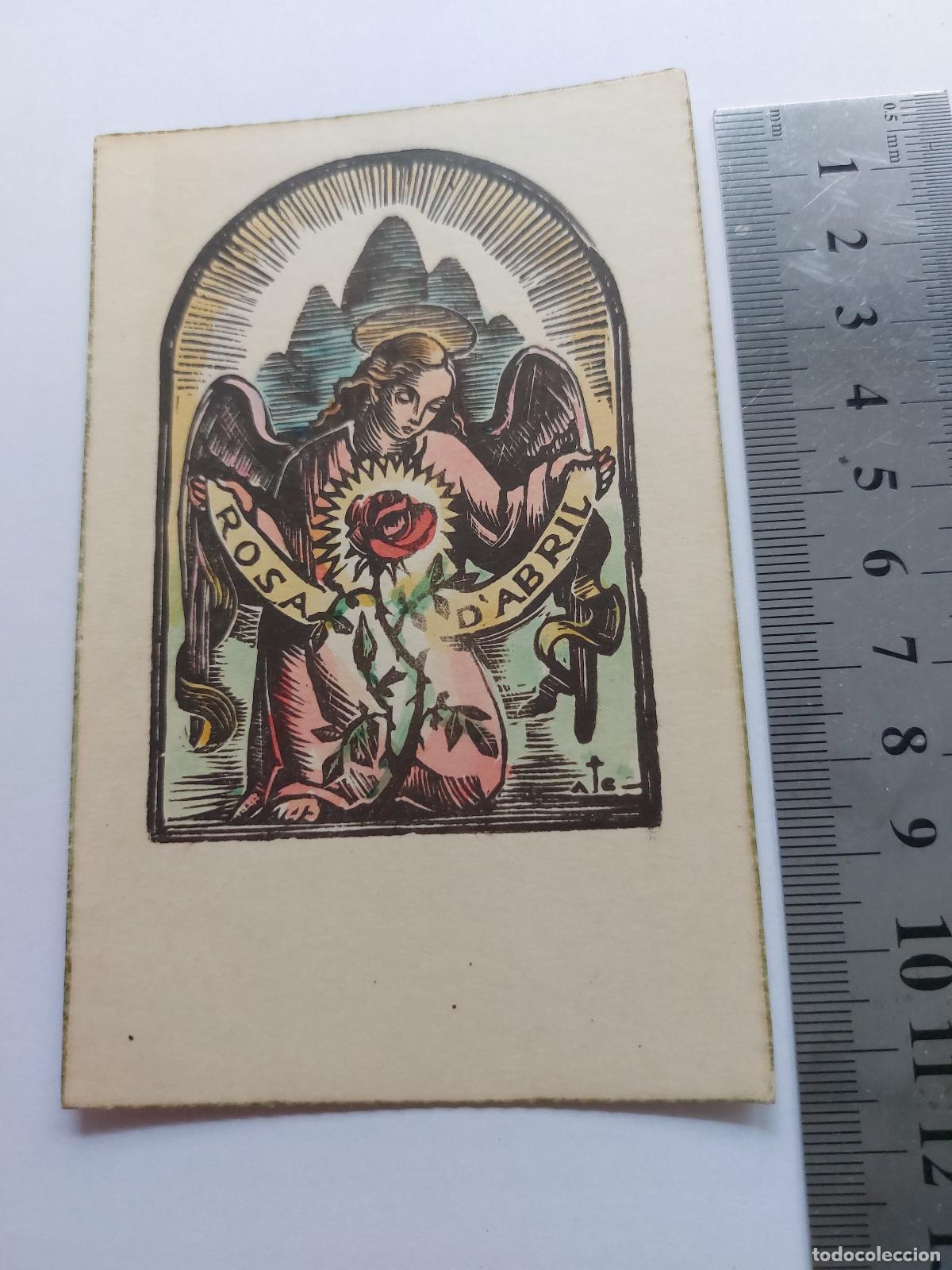 Postcards: Estampa con ilustraci&oacute;n de &aacute;ngel y Rosa de Abril