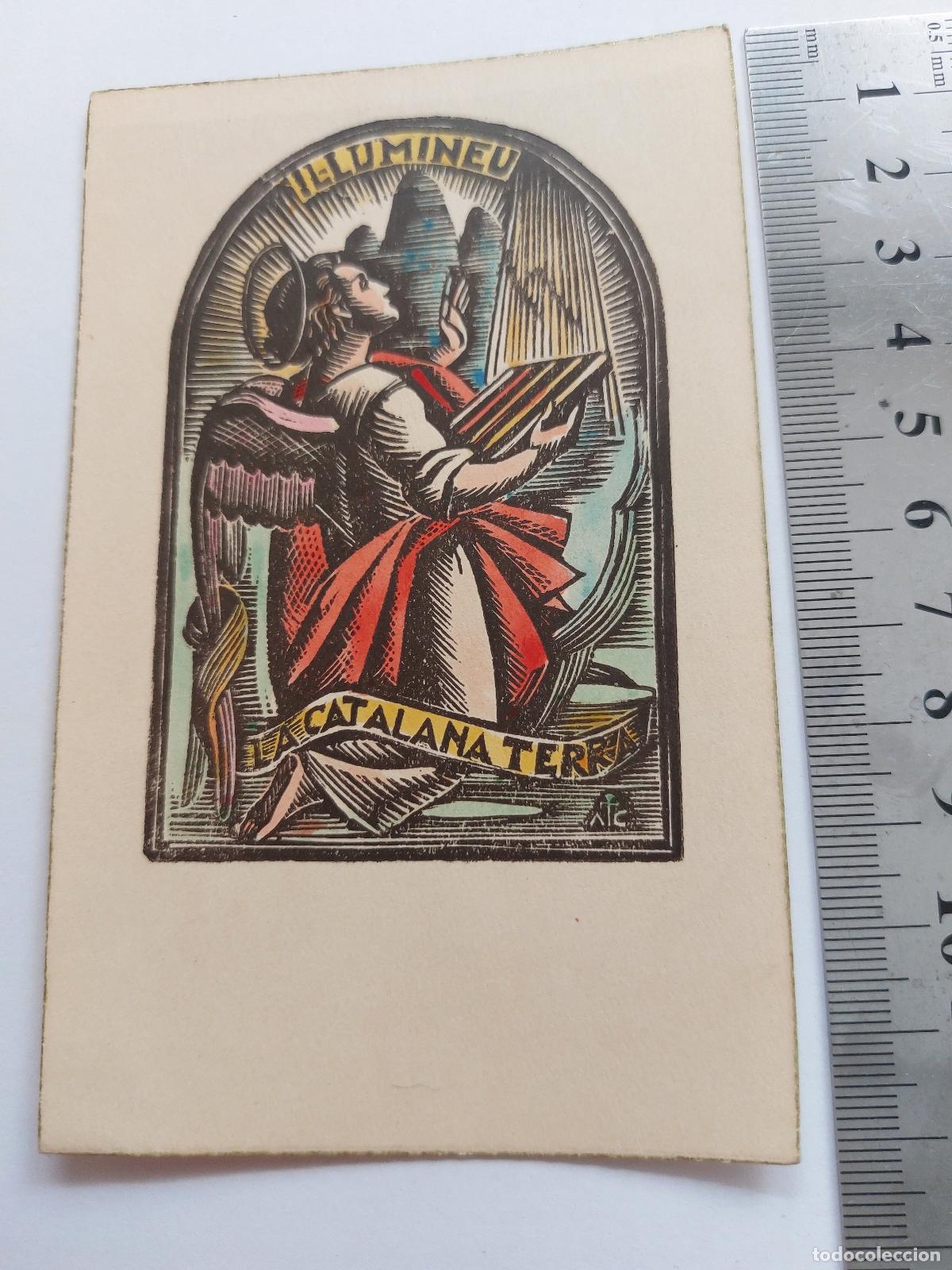Postcards: Estampa con Ilustraci&oacute;n de &Aacute;ngel con Inscripci&oacute;n Catalana Terra