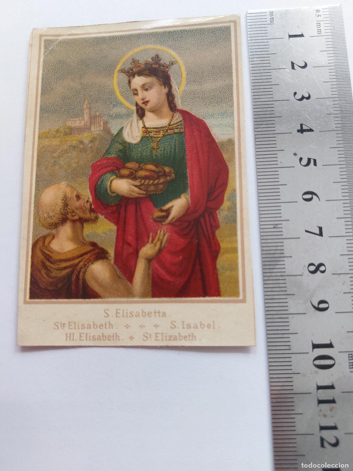 Postcards: Estampa de Santa Isabel de Hungr&iacute;a con Iconograf&iacute;a Religiosa