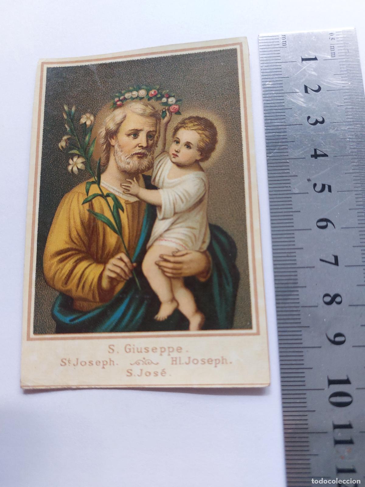 Postales: Estampa religiosa de San Jos&eacute; con el Ni&ntilde;o Jes&uacute;s
