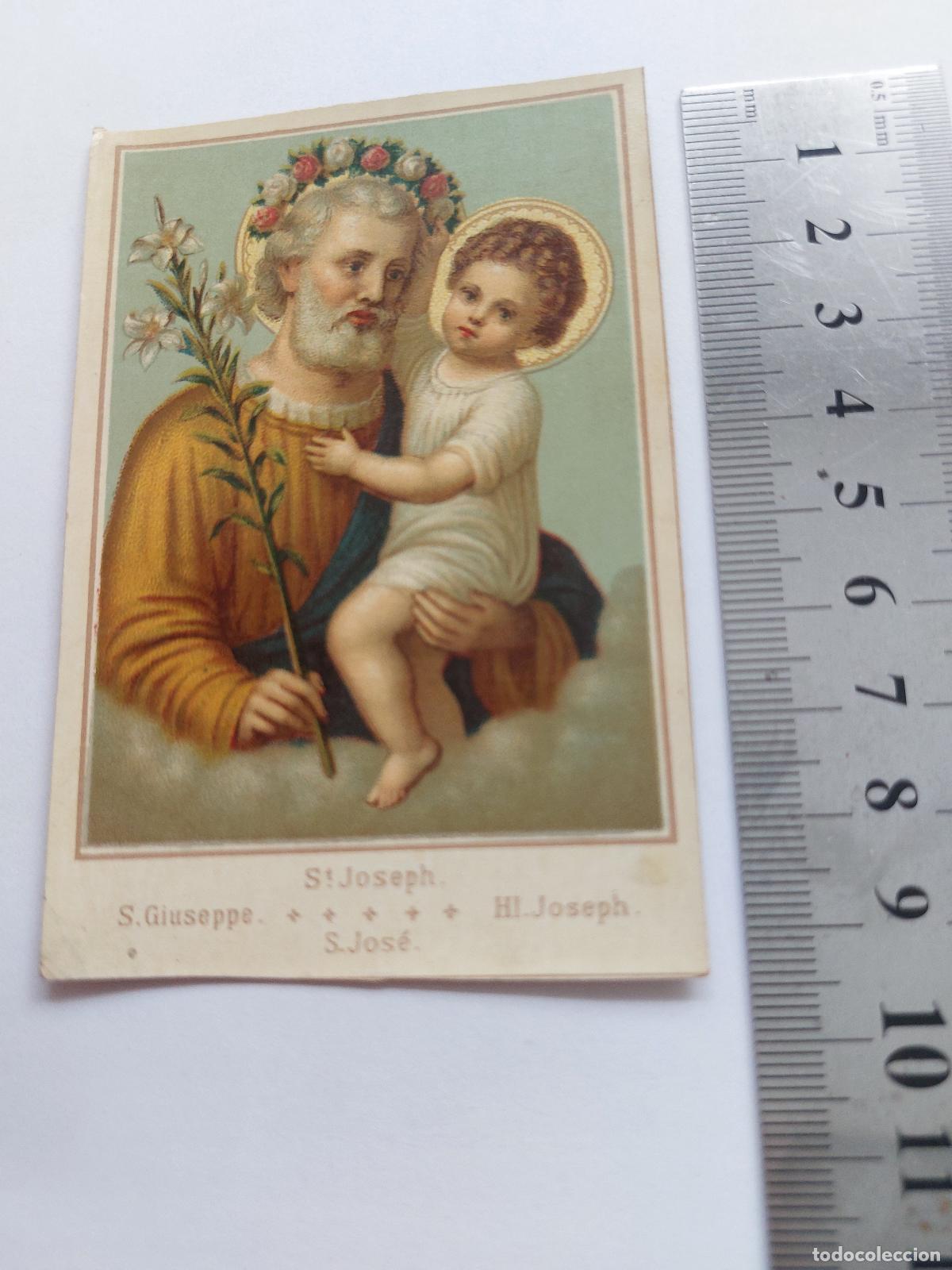 Postales: Estampa de arte religioso con imagen de San Jos&eacute; y el Ni&ntilde;o Jes&uacute;s