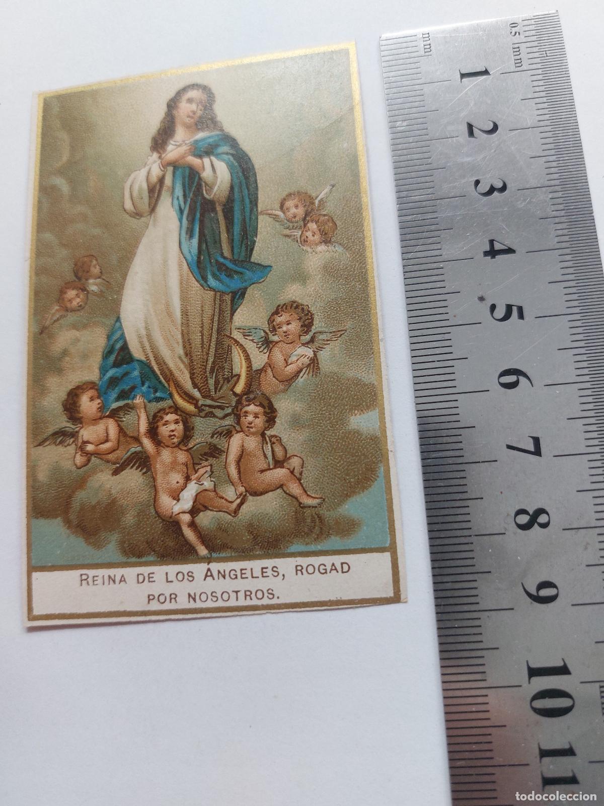 Postales: Estampa de la Virgen Mar&iacute;a Reina de los &Aacute;ngeles con Oraci&oacute;n