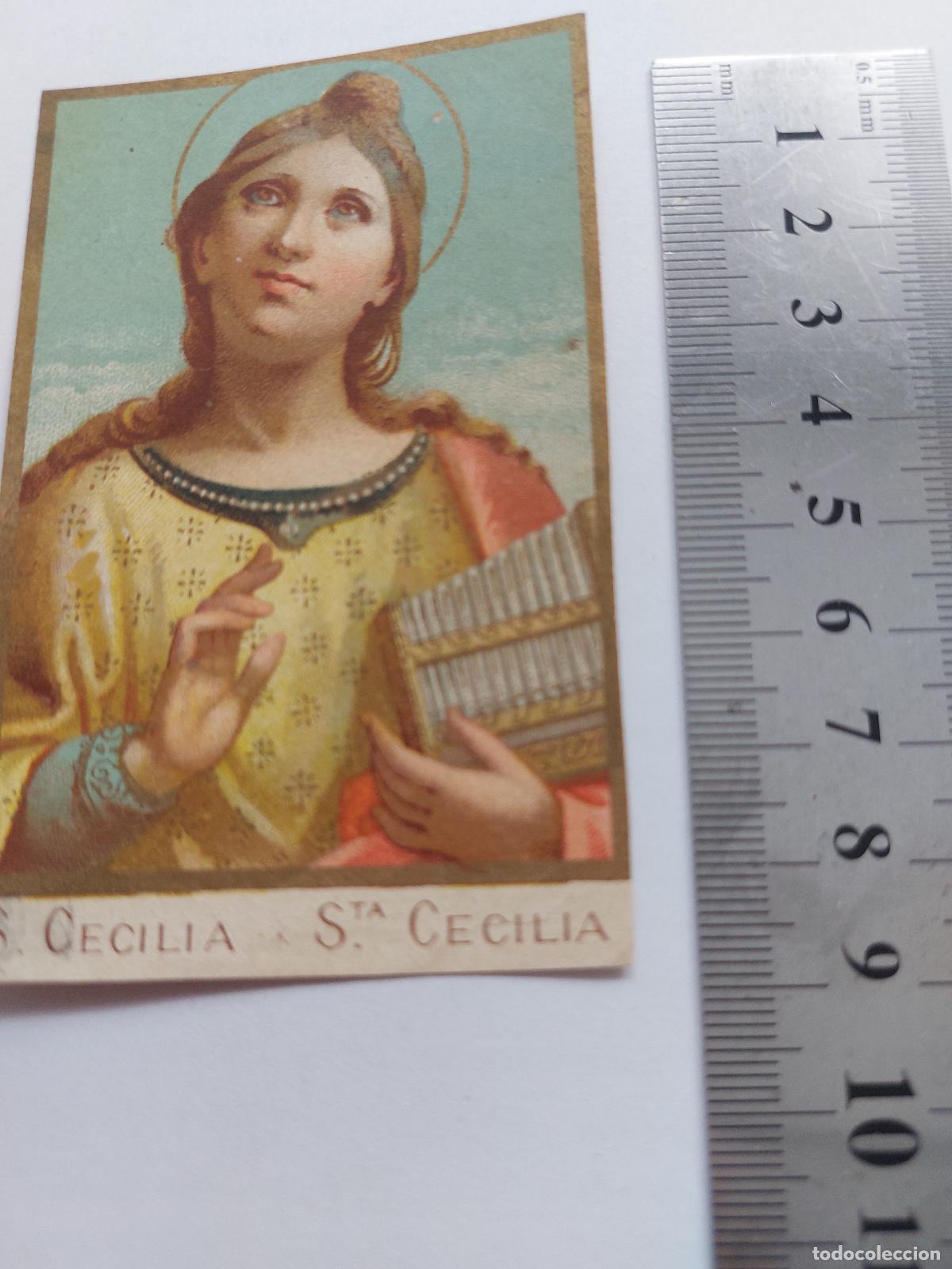 Postales: Estampa antigua de Santa Cecilia, patrona de la m&uacute;sica, estampa religiosa