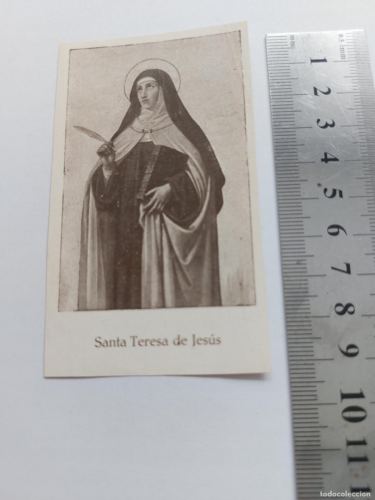 Postales: Estampa de Santa Teresa de Jes&uacute;s con poes&iacute;a religiosa