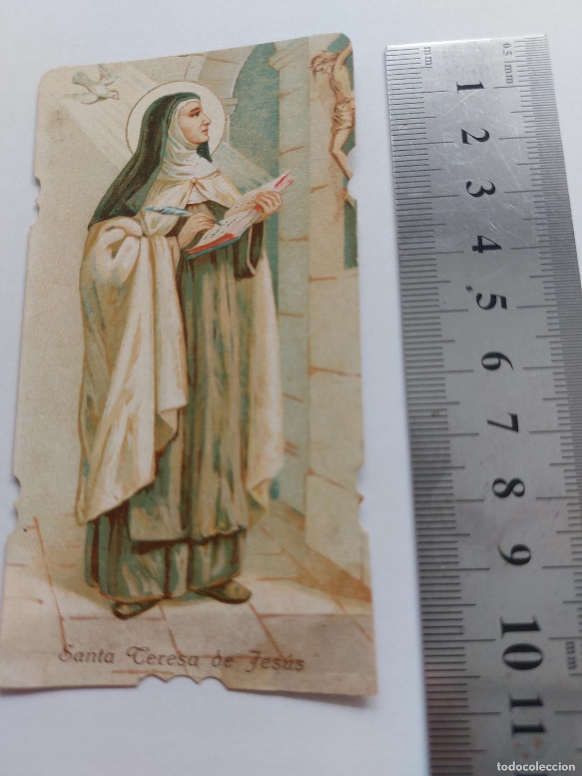 Postales: Estampa de Santa Teresa de Jes&uacute;s con forma troquelada &uacute;nica