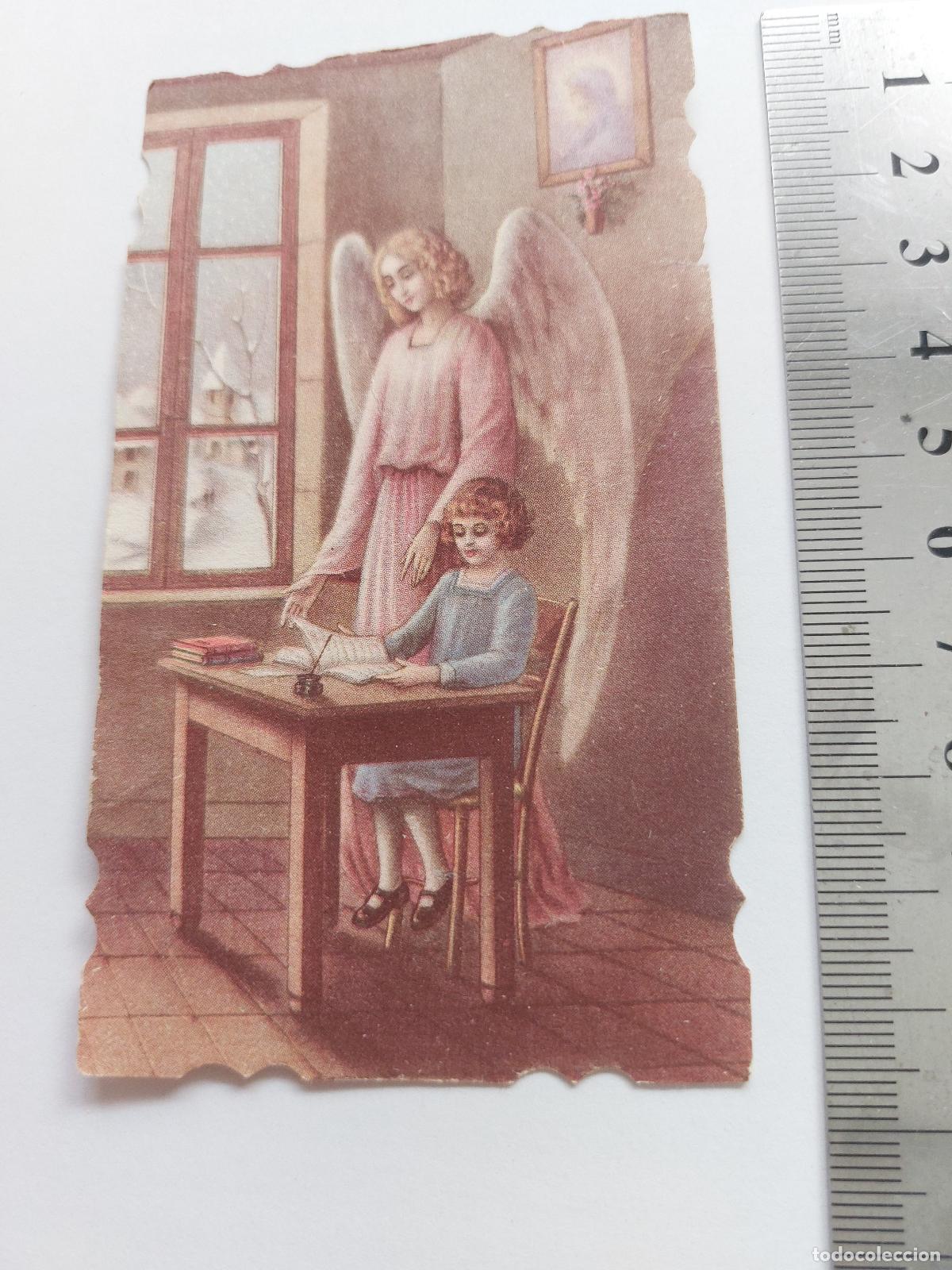 Postales: Estampa de arte religioso &aacute;ngel de la guarda acompa&ntilde;ando a un ni&ntilde;o