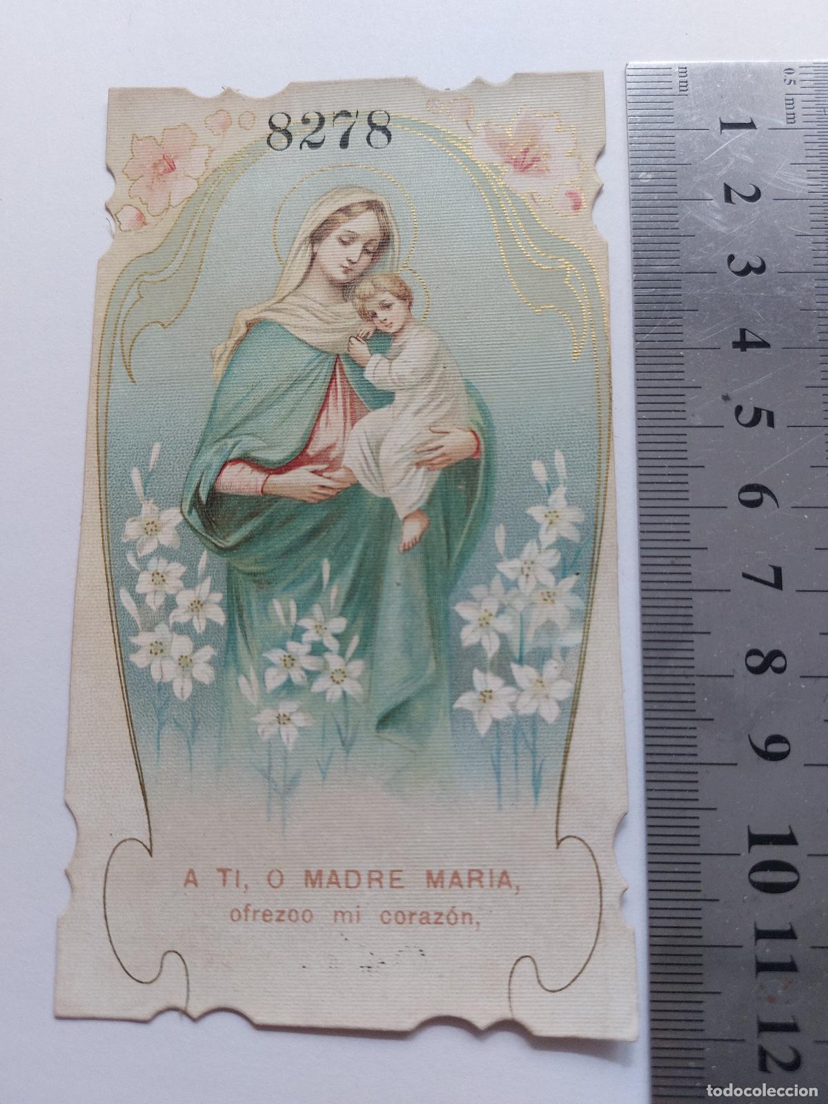 Postales: Estampa religiosa con la imagen de la Virgen Mar&iacute;a y el Ni&ntilde;o Jes&uacute;s