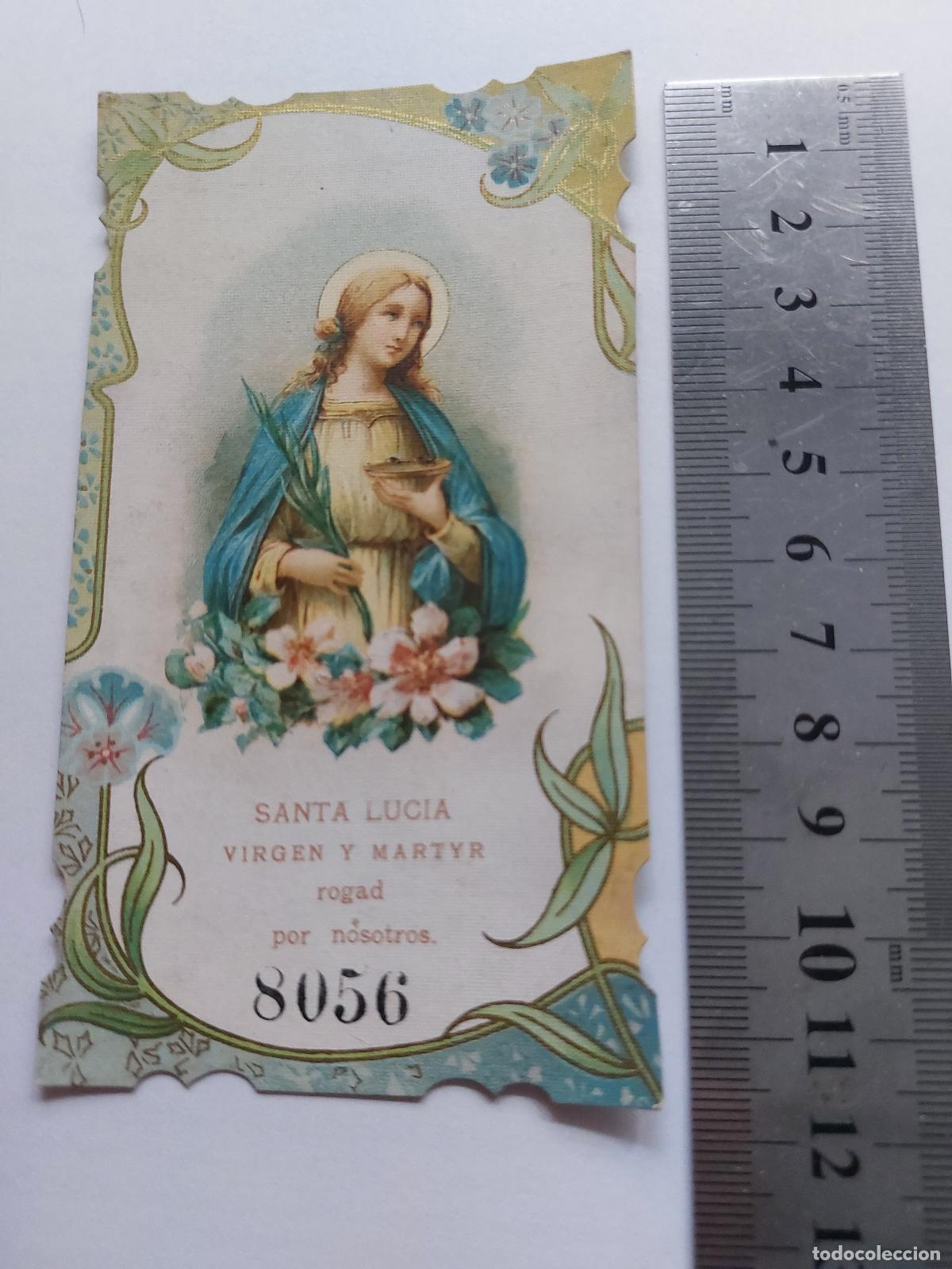 Postales: Estampa de Santa Luc&iacute;a Virgen y M&aacute;rtir con dise&ntilde;o ornamental
