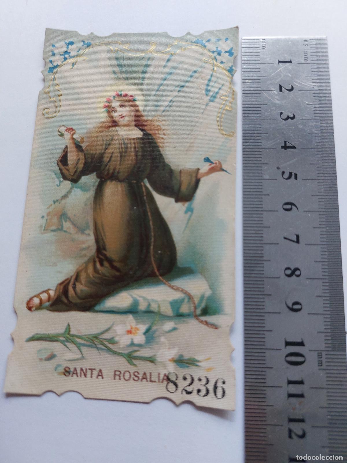 Postales: Estampa religiosa de Santa Rosalia, iconografia de santos