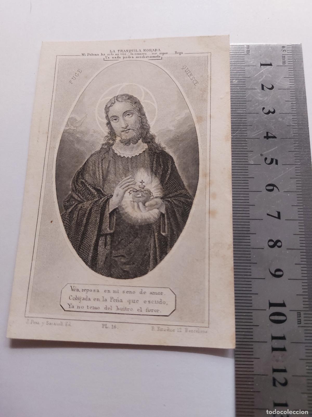 Postales: Estampa con imagen del Sagrado Coraz&oacute;n de Jes&uacute;s de Barcelona