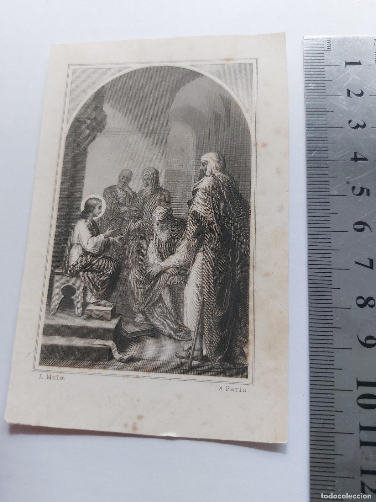 Postales: Estampa antigua con escena de Jes&uacute;s entre los doctores, arte sacro