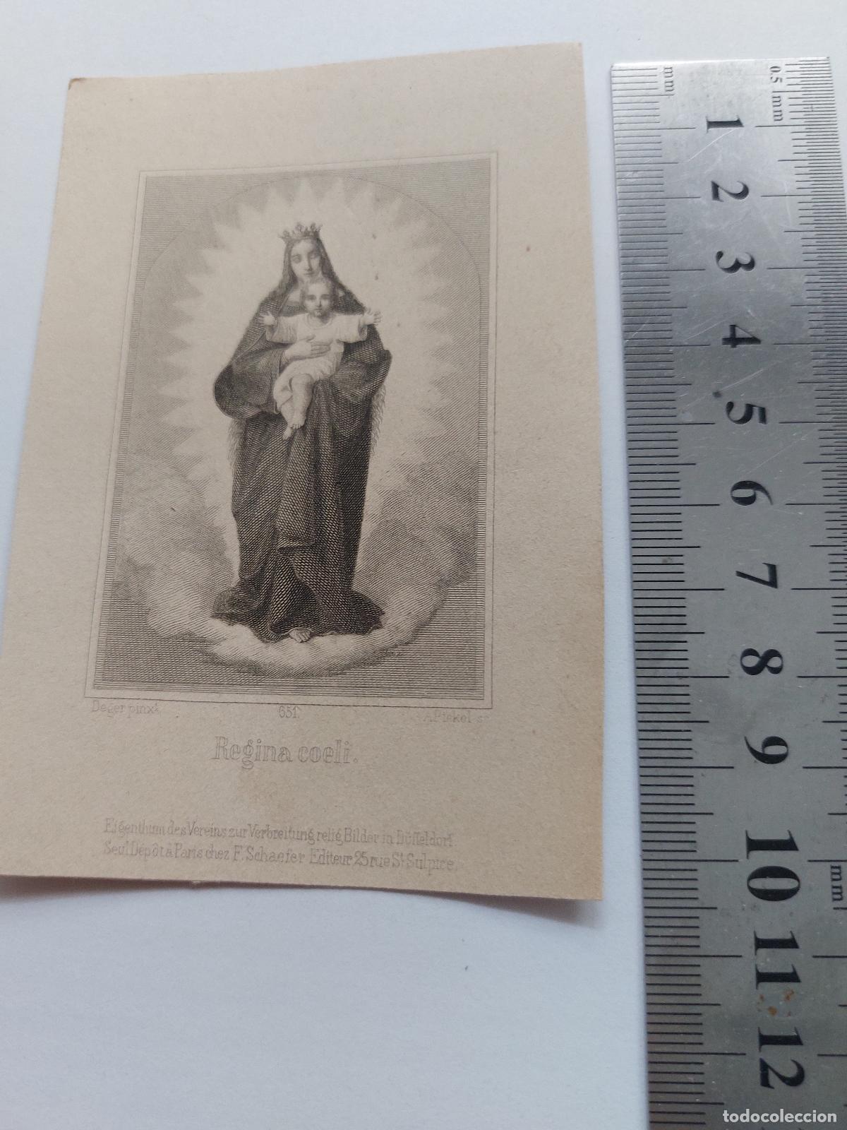 Postales: Estampa Antigua Regina Coeli Arte Religioso Virgen con Ni&ntilde;o