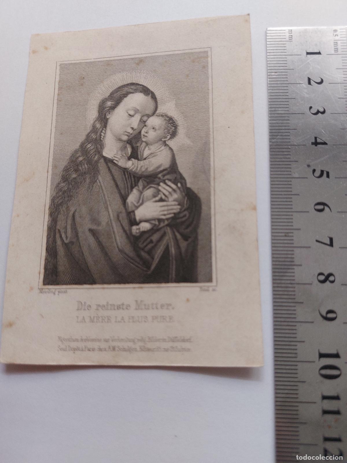 Postales: Estampa antigua de la Virgen Maria y el Ni&ntilde;o Jesus, arte religioso