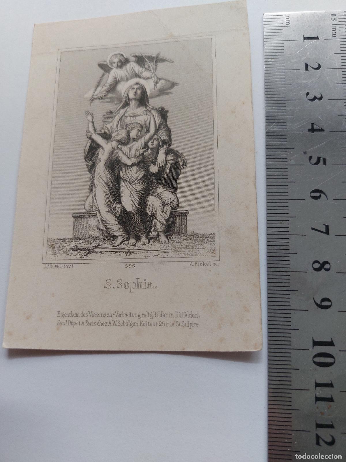 Postales: Estampa de arte religioso de Santa Sof&iacute;a grabada en D&uuml;sseldorf