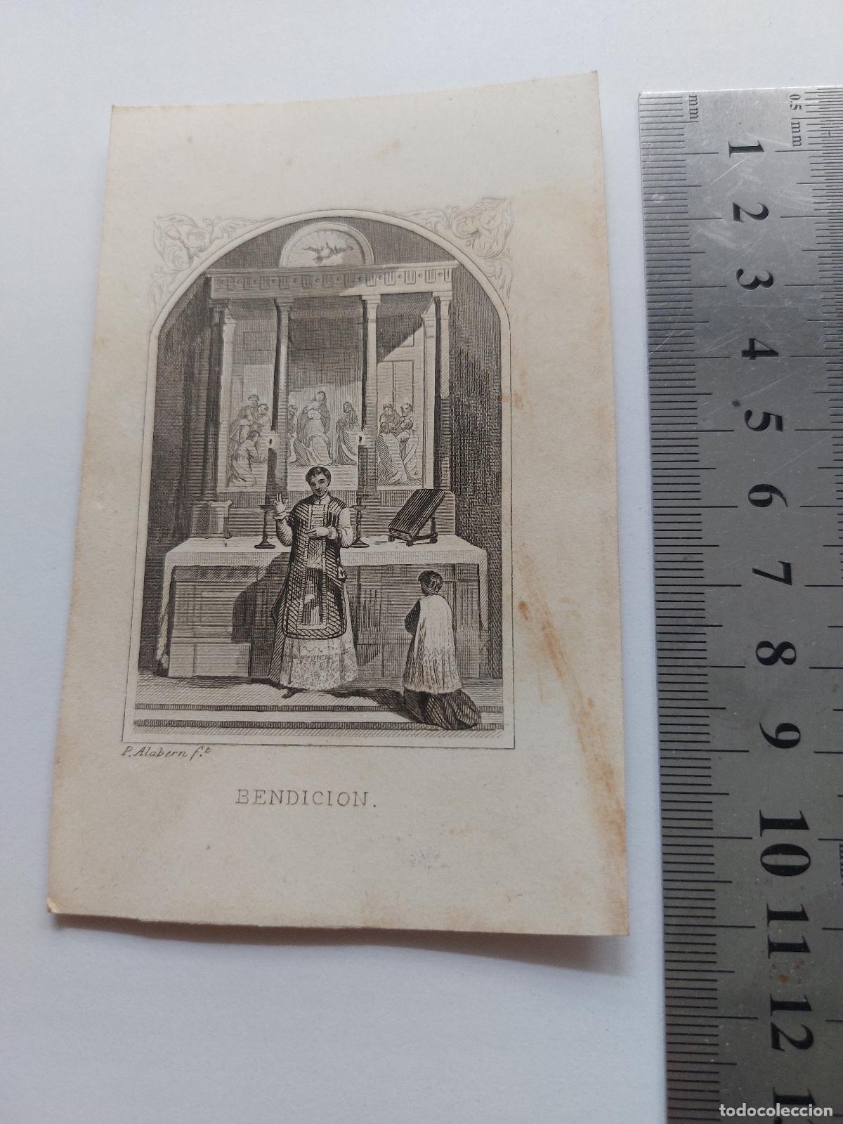 Postales: Estampa antigua de grabado religioso representando una Bendici&oacute;n lit&uacute;rgica