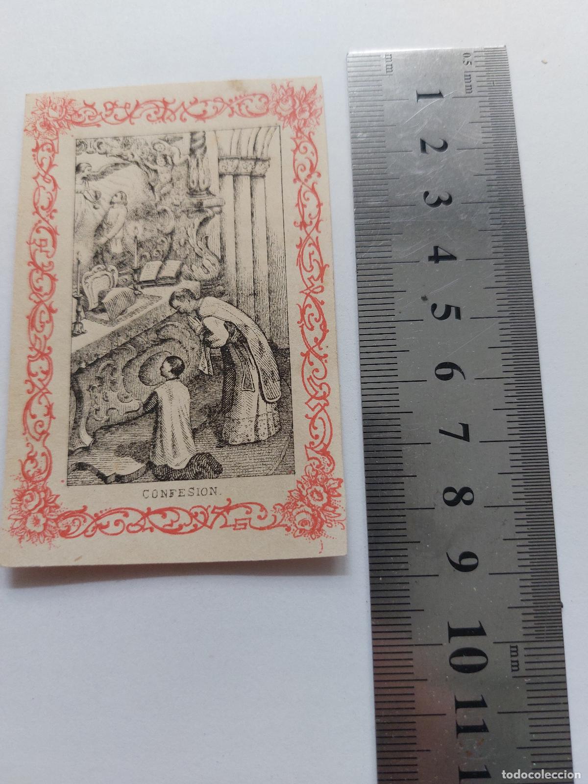 Postales: Estampa con ilustraci&oacute;n religiosa del sacramento de la confesi&oacute;n